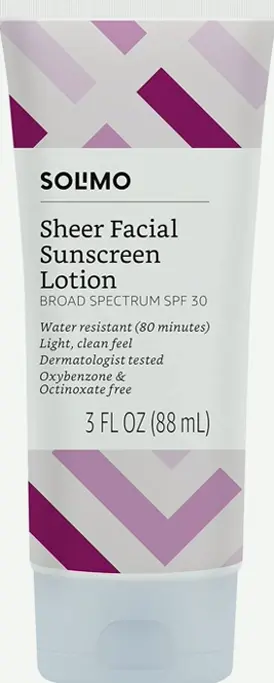 Online Brand - Solimo Sheer Face Sunscreen SPF 30, No Octinoxate & Oxybenzone, 3 fluid ounces (Pack of 1)