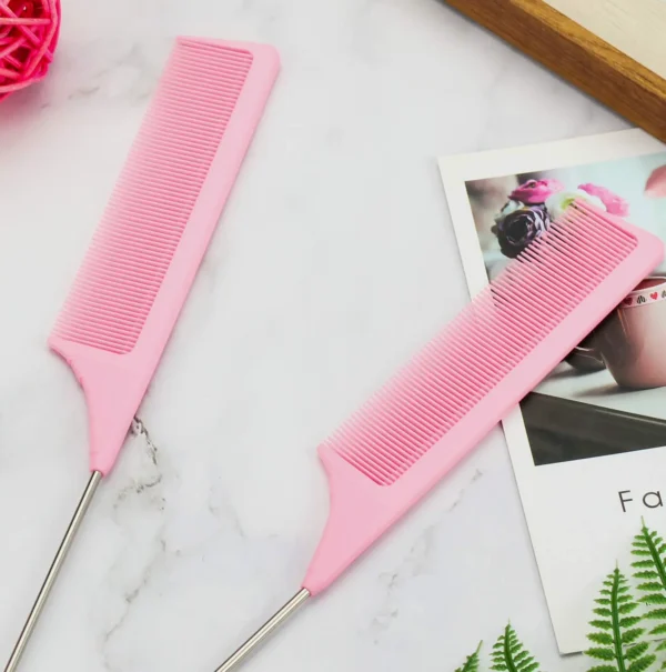 Metal Tail Teasing Comb: Set (Pink)