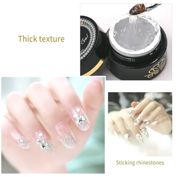 Manicure Gel Glue for Gems, Clear Finish