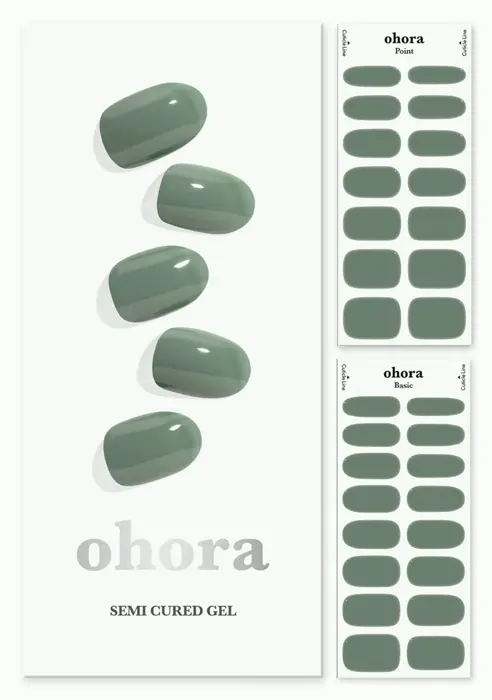 Semi Cured Gel Nail Wraps in Green from ohora