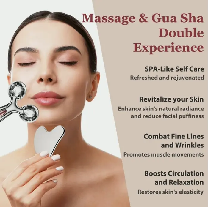 Steel Face Roller Set, Facial Tool for Skin Sculpting, Steel Tool