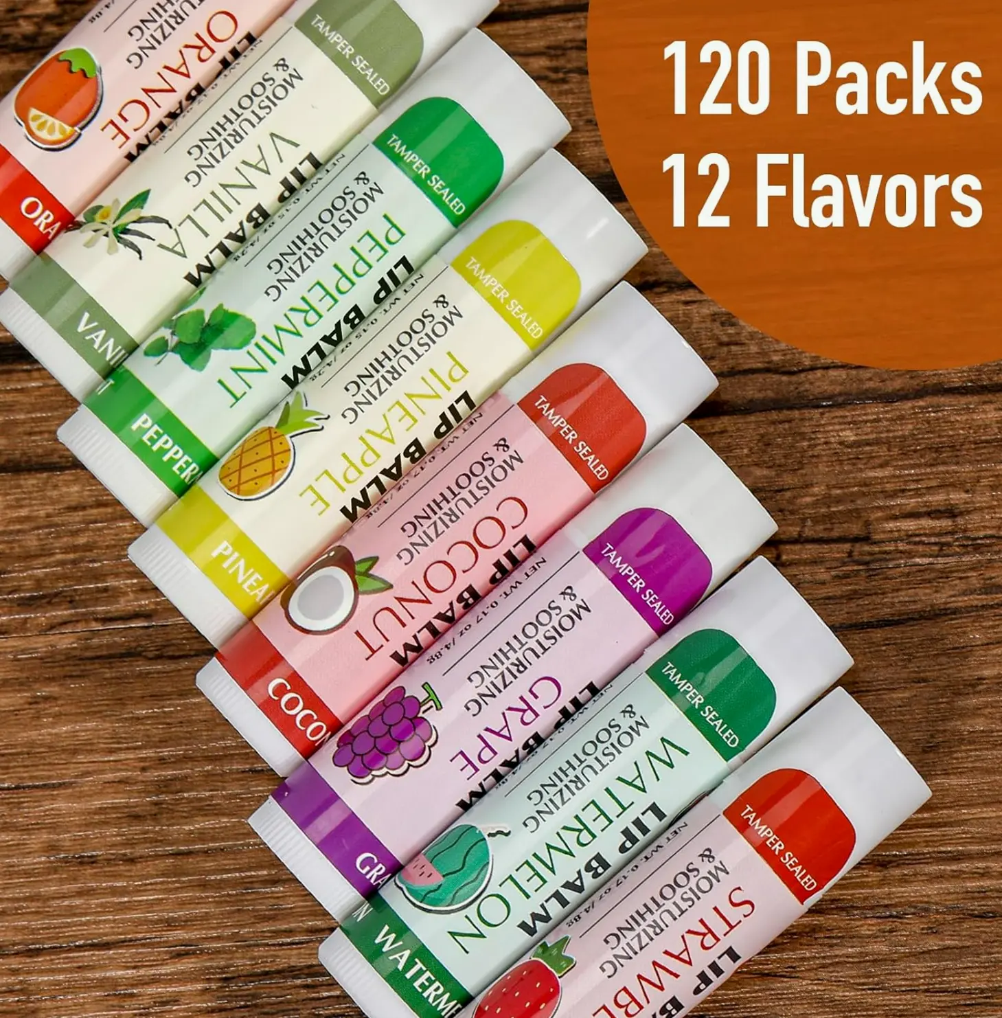 AZEN 120 Piece Lip Balm, Natural Lip Treatment