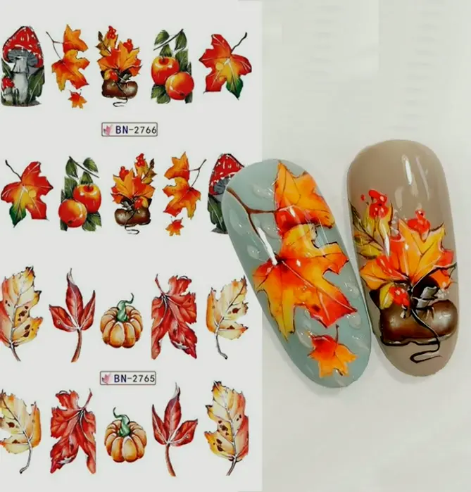 Fall Nail Decals Maple Decorations