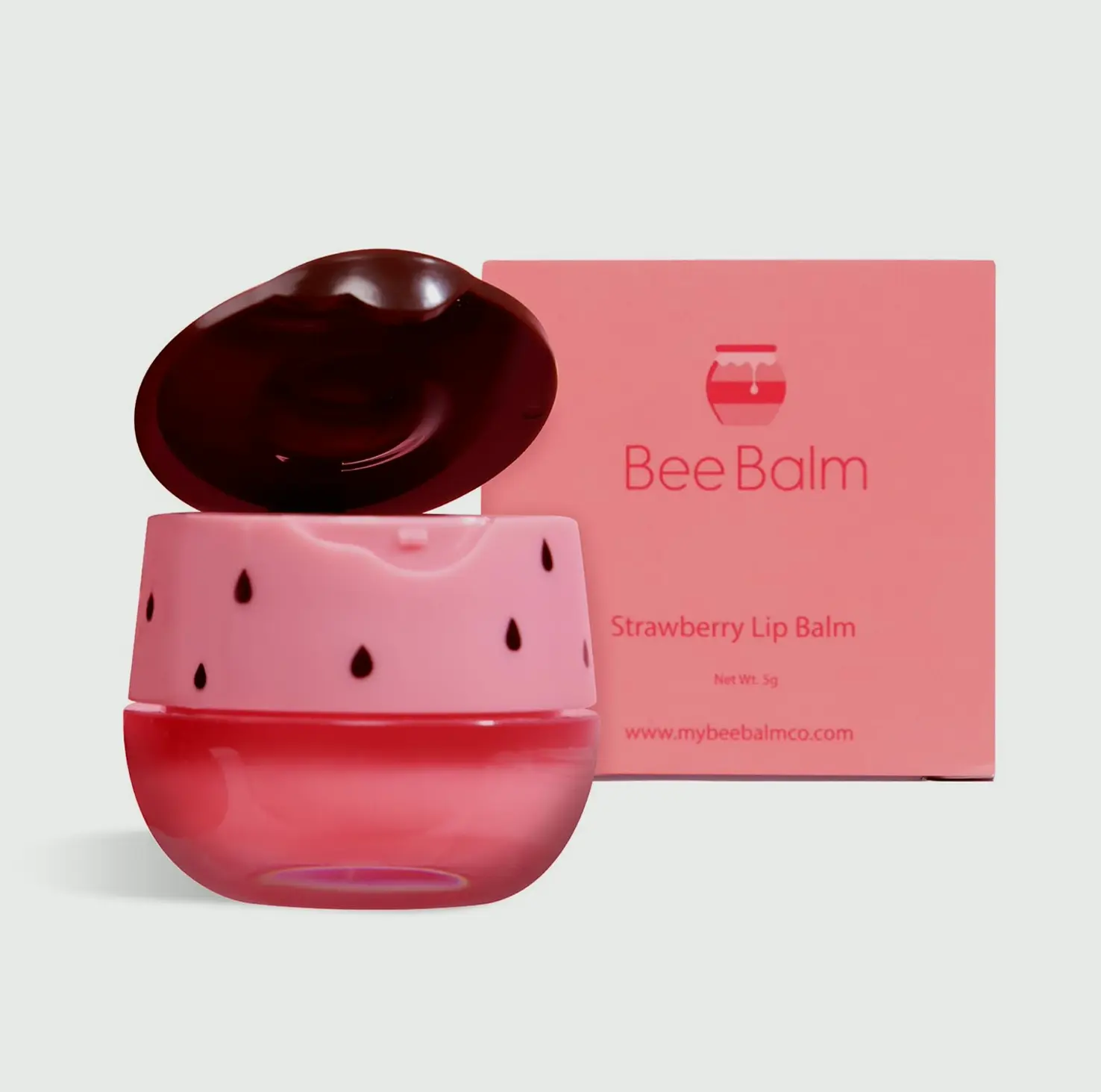 Bee Balm Strawberry Lip Balm with Moisturizing Vitamin E and Propolis