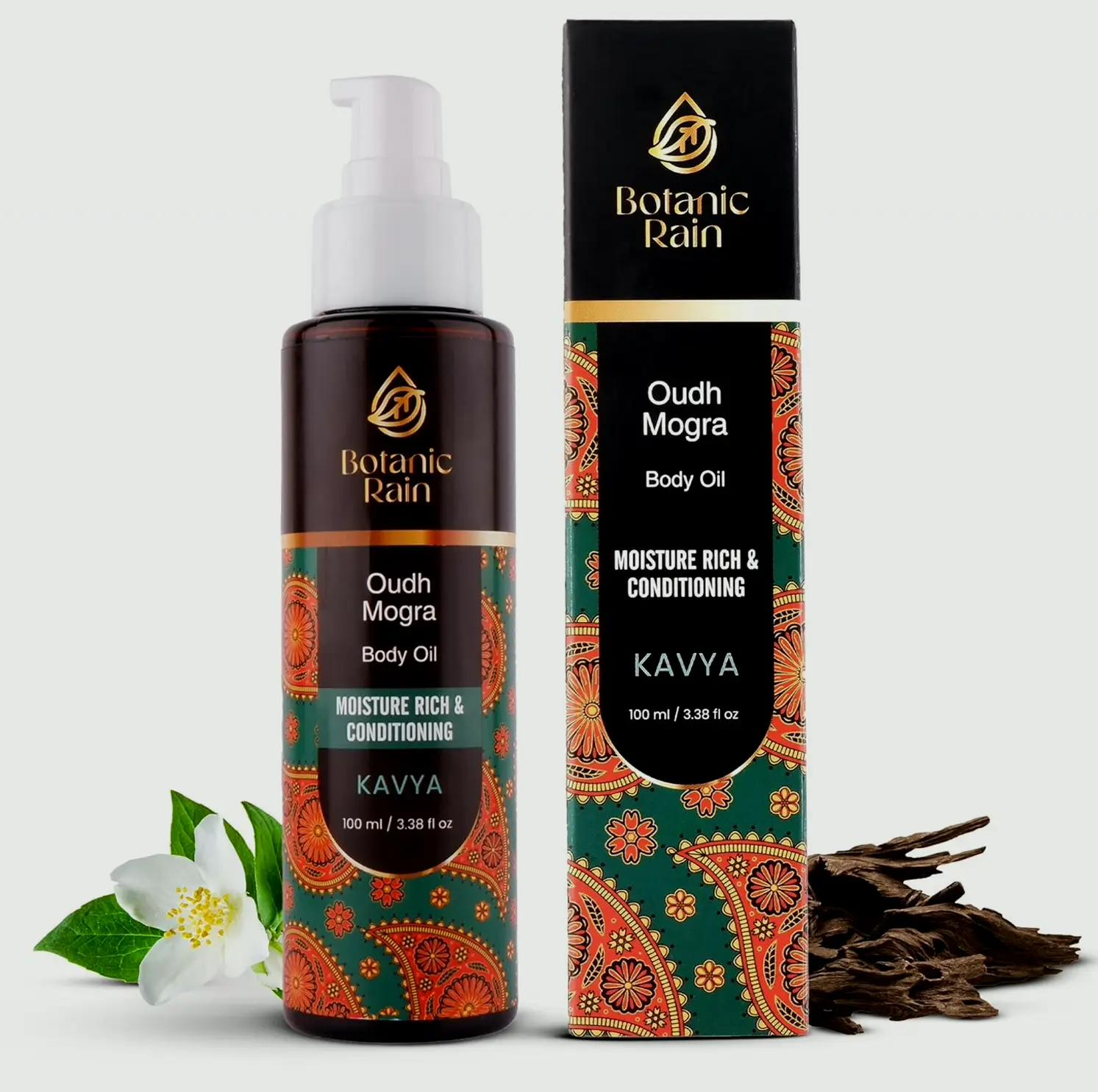 Ayurvedic Natural Body Oil with Oudh & Jasmine, 3.38 Fluid Oz