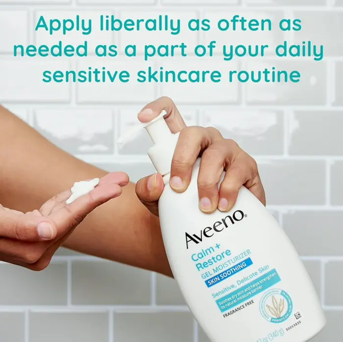 Aveeno's Soothe + Restore Gel Body Lotion for Sensitive Complexion, Fragrance-Free, 12 oz