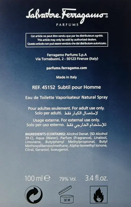 Salvatore Subtle Toilette Spray for Males, 3.4 oz