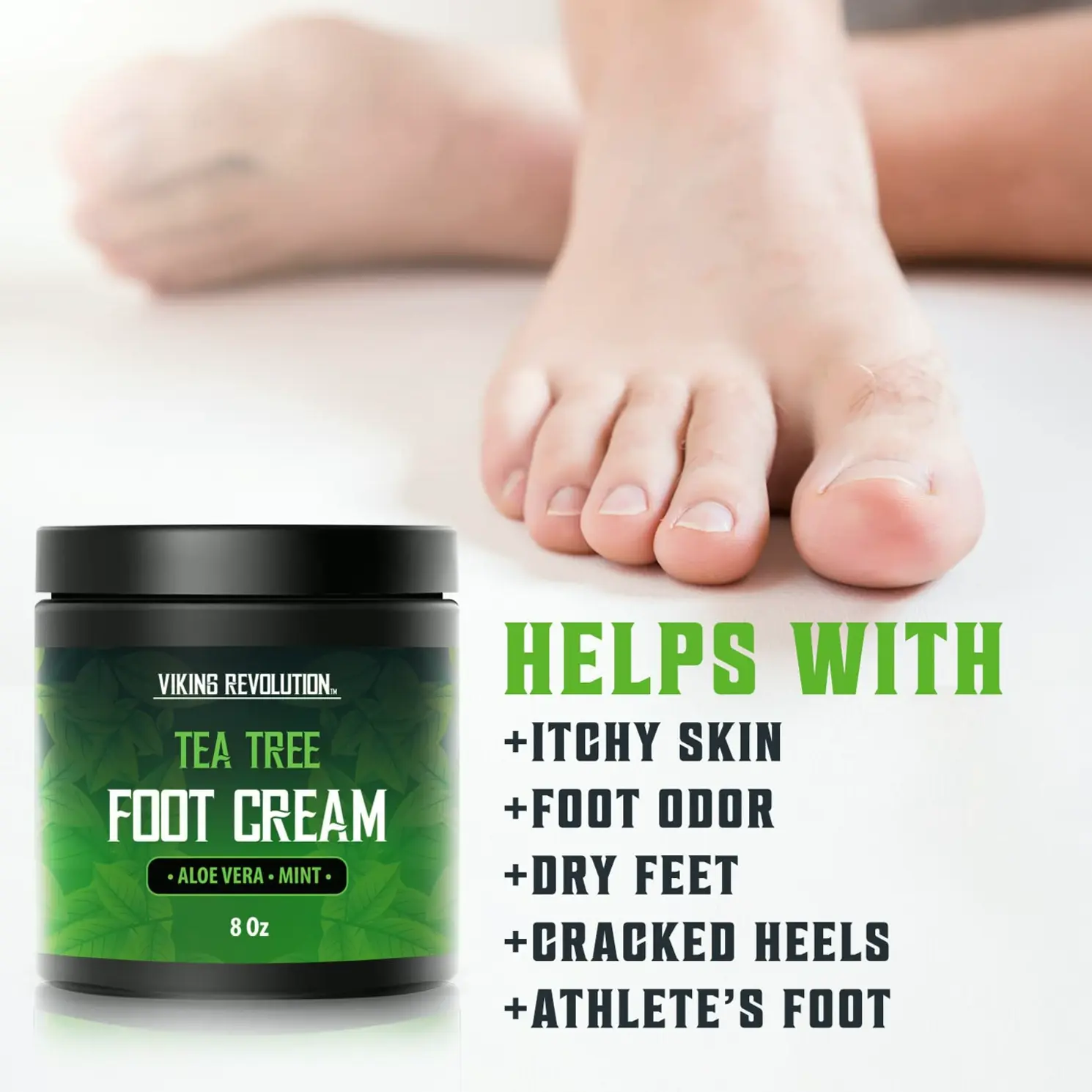 Tea Tree Foot Balm for Cracked Heels Featuring Aloe Vera (8oz)