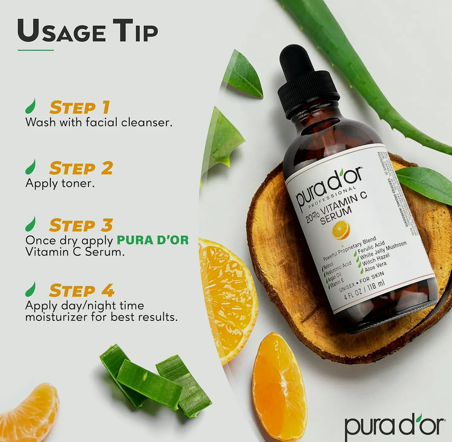 PURA D'OR 20% Vitamin C Elixir 4oz Best Value