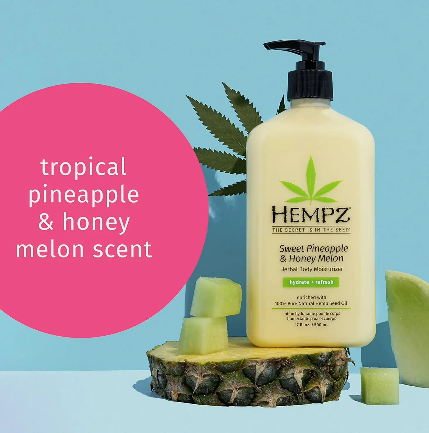 Hempz's Body Moisturizer: Sweet Pineapple's & Honey's Melon + Coconut's & Watermelons Everyday Moisturizing Cream (Bundle) with Shea Butter's & Aloe's - 17 Fluid Ounces