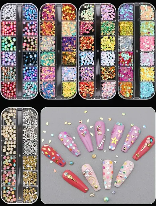 ECANKU 10 Sets Nail Design Gems