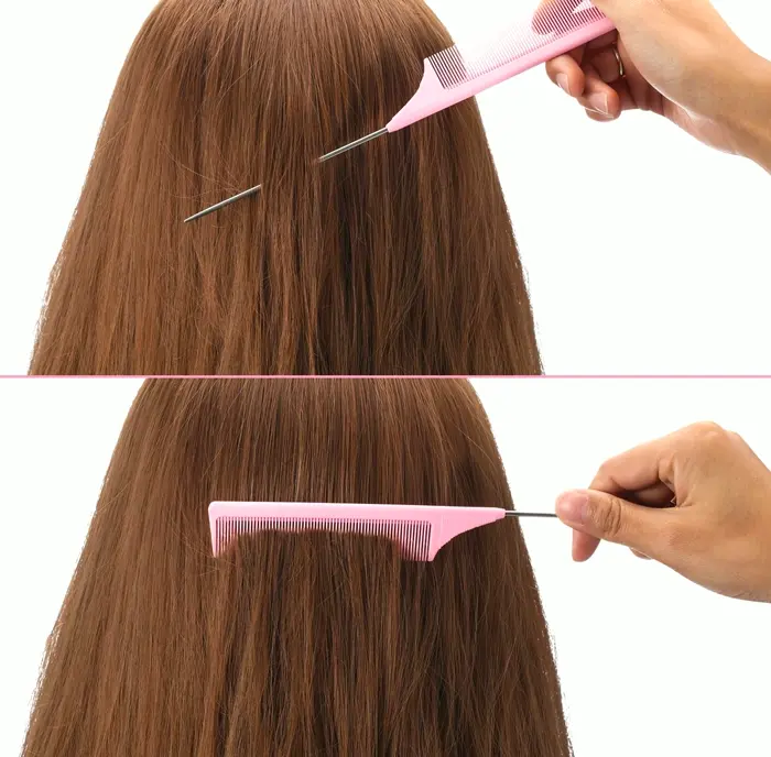 Metal Tail Teasing Comb: Set (Pink)
