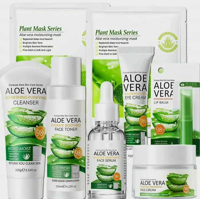 Aloe Plant-Based Skin Treatment Kit, 8Pcs Pack