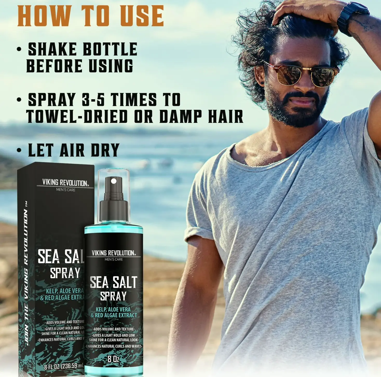 Norse Retort Sea Salt Spray for Men's Hair - Kelp & Aloe 8 oz