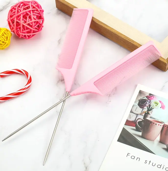 Metal Tail Teasing Comb: Set (Pink)