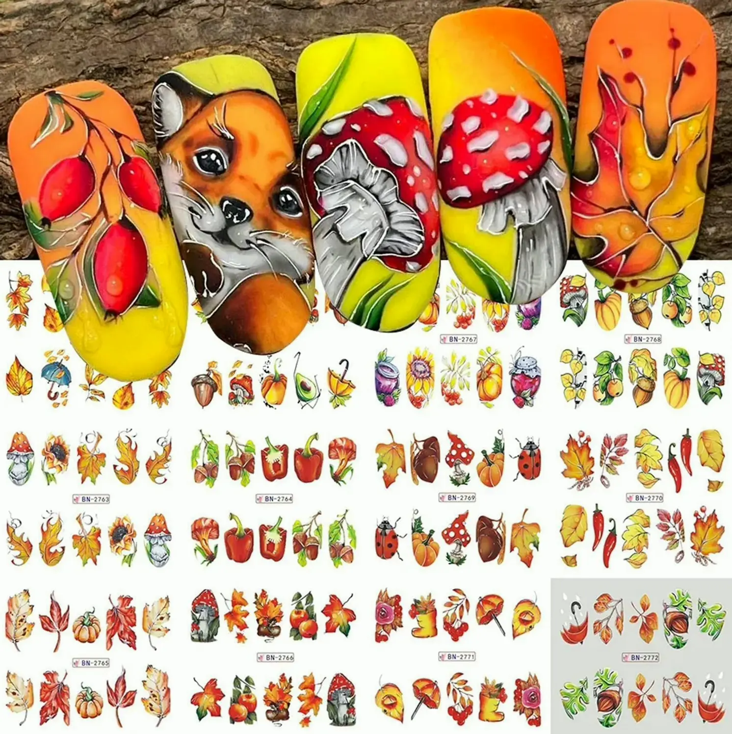 Fall Nail Decals Maple Decorations