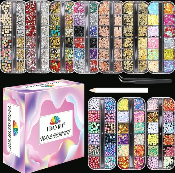 ECANKU 10 Sets Nail Design Gems