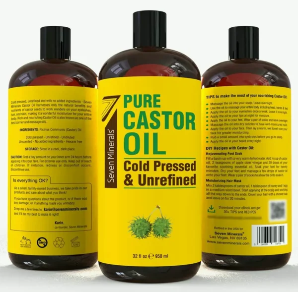 Pure Hexane-Free Castor Oil - Big 32 fl oz
