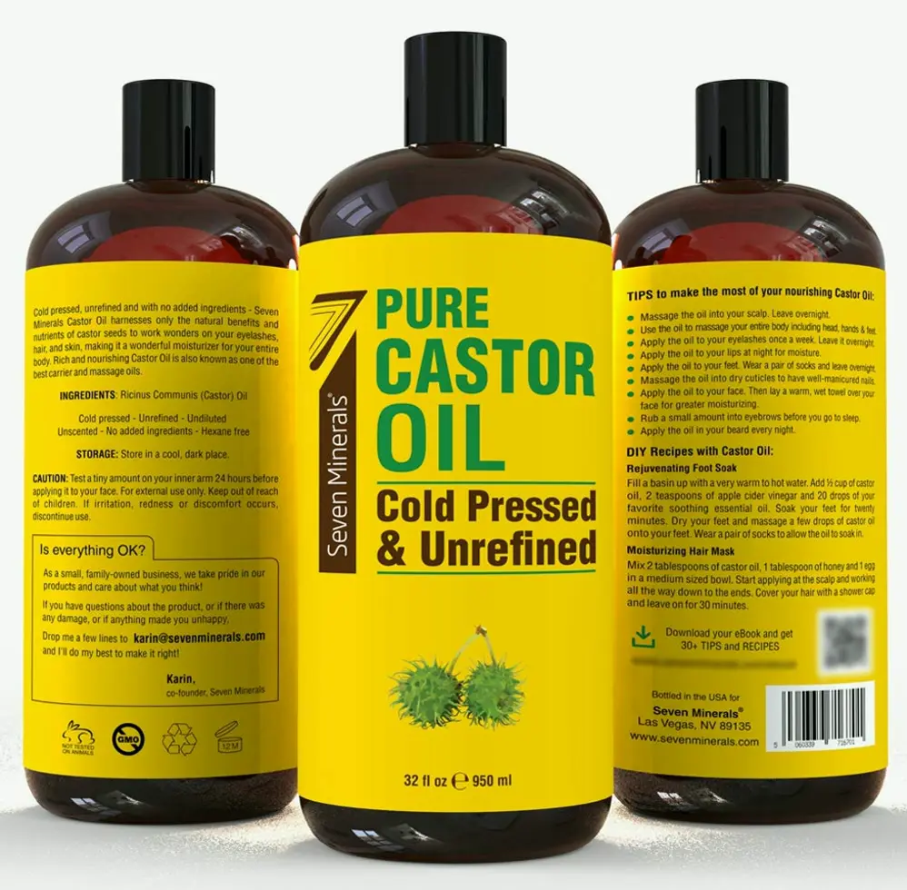 Pure Hexane-Free Castor Oil - Big 32 fl oz