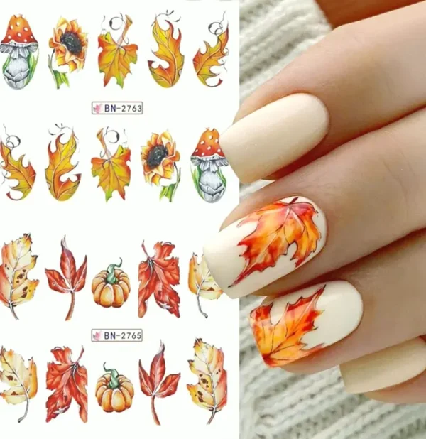 Fall Nail Decals Maple Decorations