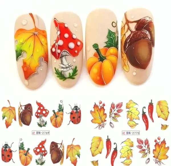 Fall Nail Decals Maple Decorations