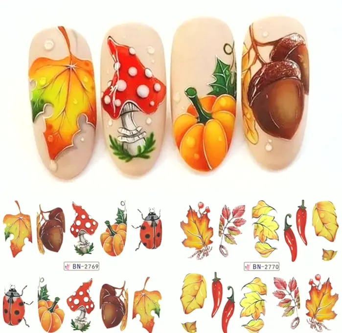 Fall Nail Decals Maple Decorations