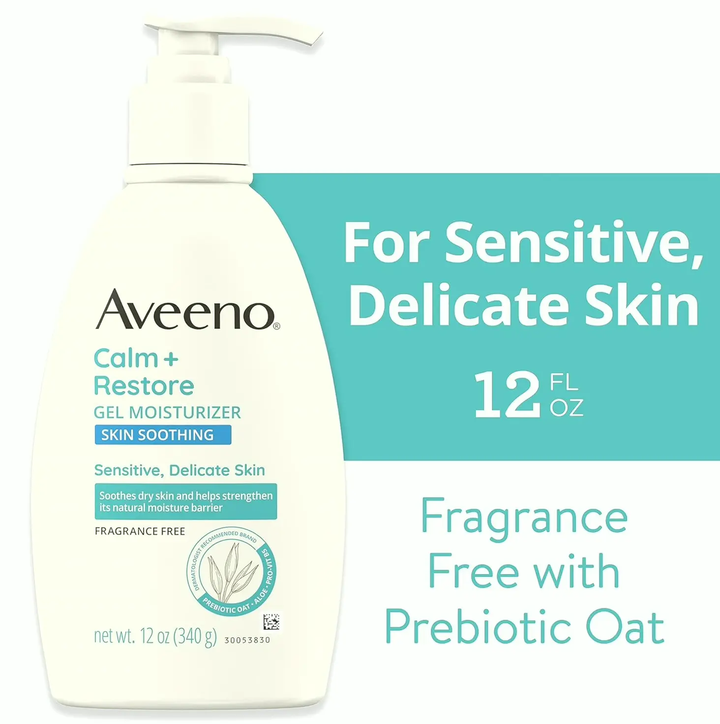 Aveeno's Soothe + Restore Gel Body Lotion for Sensitive Complexion, Fragrance-Free, 12 oz