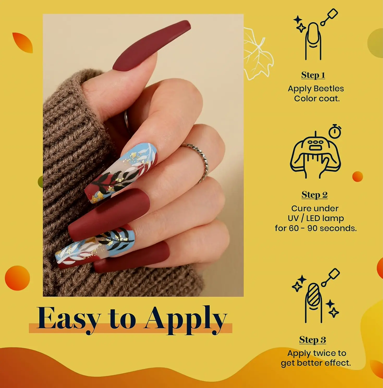 Beetles Orange Gel Polish Set for Women