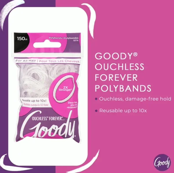 Giddy Ouchless Flexi Hair Tie - 150 Count, Clear