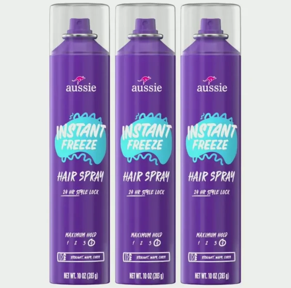 Aussie Instant Freeze Hair Spray with Jojoba & Sea Kelp, 10 Fl Oz (3-Pack)