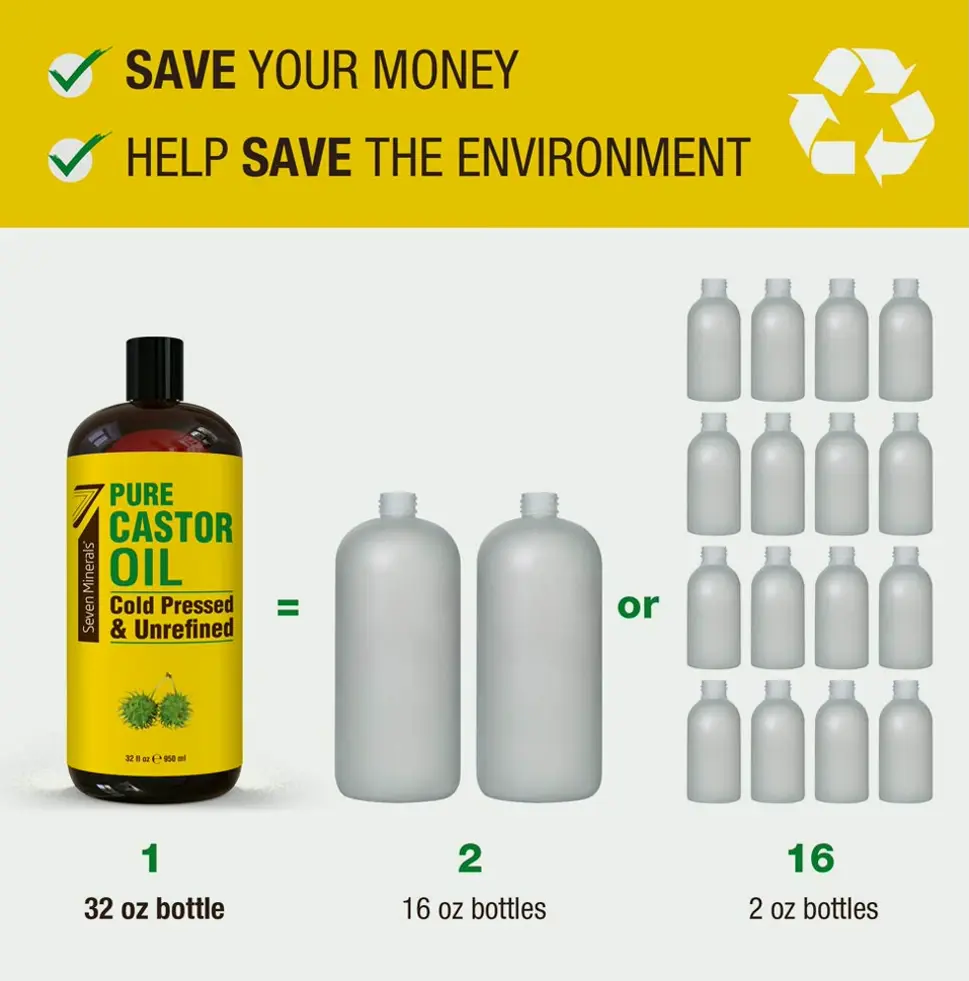 Pure Hexane-Free Castor Oil - Big 32 fl oz