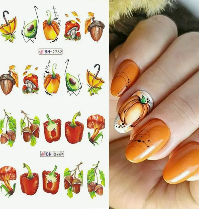 Fall Nail Decals Maple Decorations