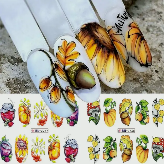 Fall Nail Decals Maple Decorations