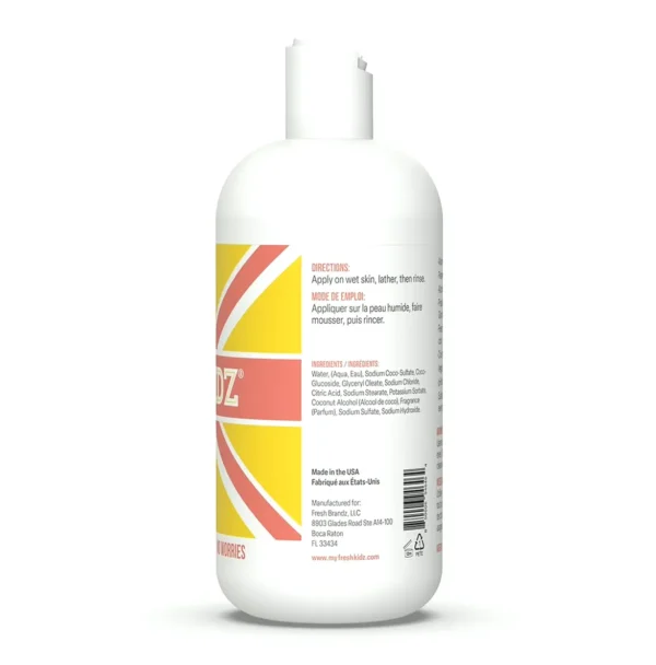 Pure Kidz Shower Wash for Kids & Teens - Soft Cleaner - Girls "Coral", 16.9 Fluid Ounces