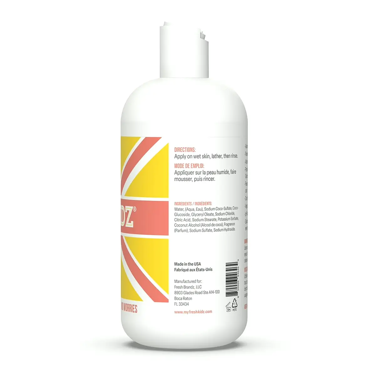 Pure Kidz Shower Wash for Kids & Teens - Soft Cleaner - Girls "Coral", 16.9 Fluid Ounces