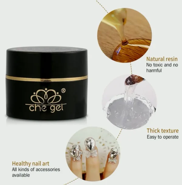 Manicure Gel Glue for Gems, Clear Finish
