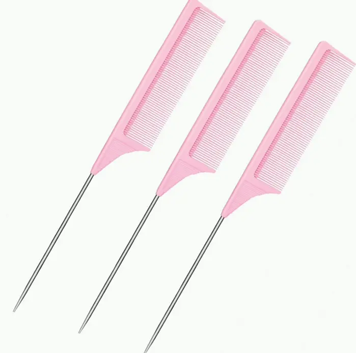 Metal Tail Teasing Comb: Set (Pink)