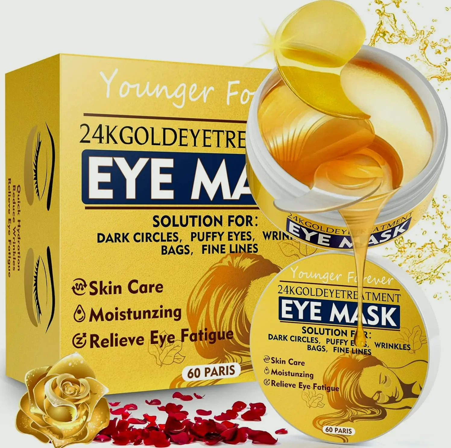 Moisturizing 24K Gold Under Eye Mask for Dark Circles