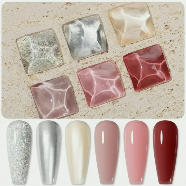 Fast Drying Nail Set - 6 Color Silver Varnish