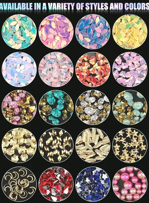 ECANKU 10 Sets Nail Design Gems