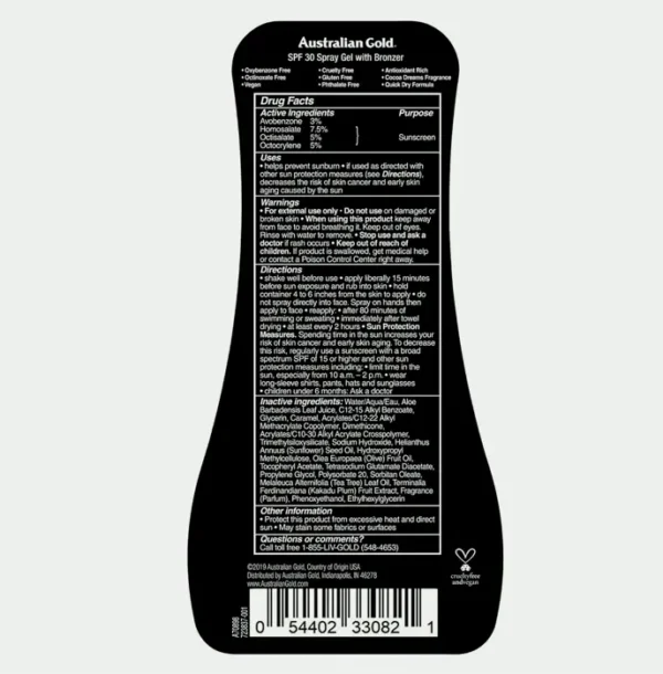 Aussie Gold Sun Spray contains Tint, 8 oz