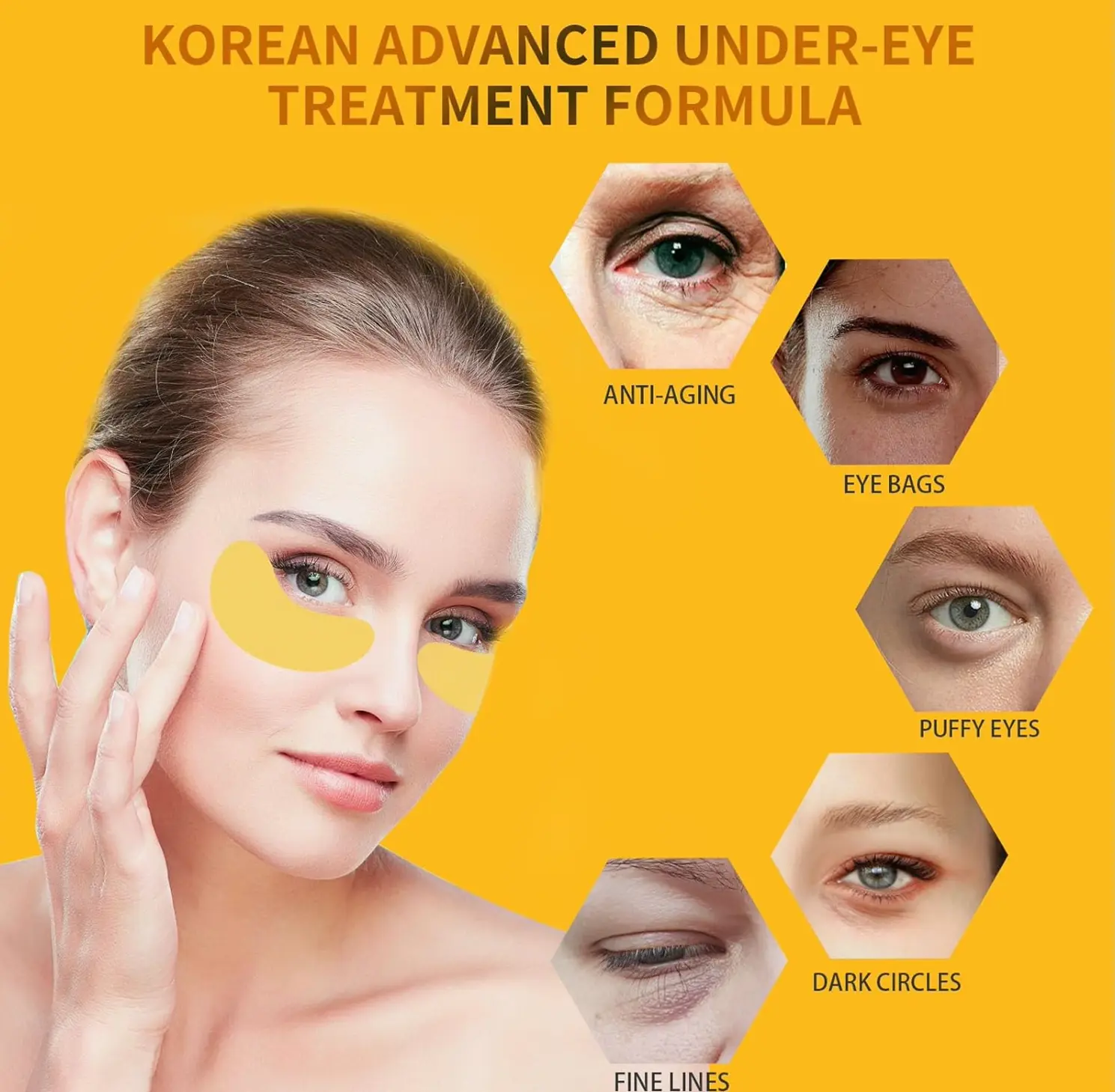 Eye Mask Patches for Puffy Eyes, 24K Gold Eye Masks, Collagen Gel