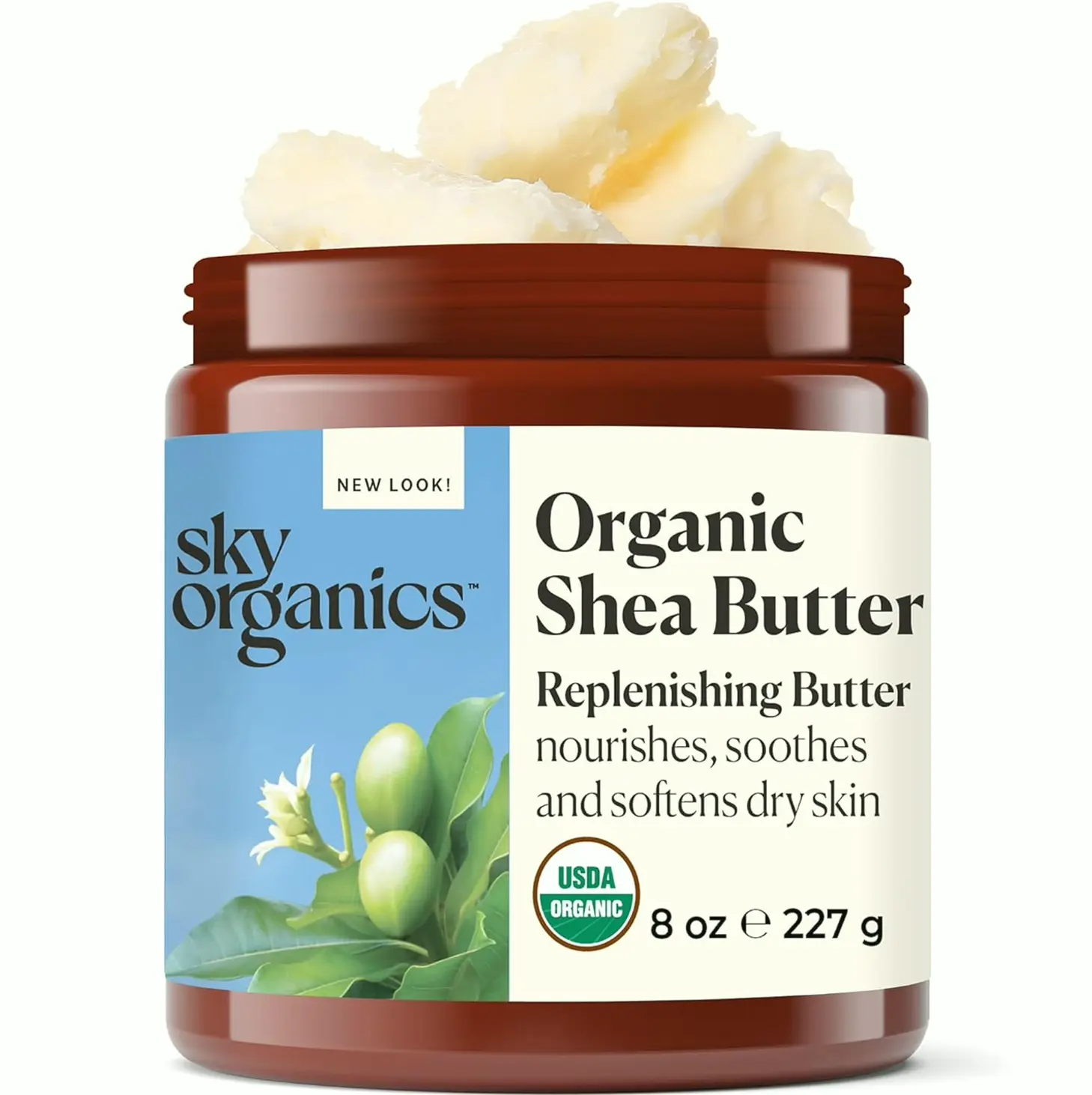 Sky Eco Shea Cream, Organic for Body, Face, 8 oz