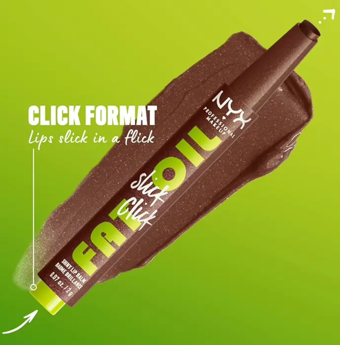NYX's Fat Oil Slick Click, Featherweight, Tinted Vegan Lip Balm