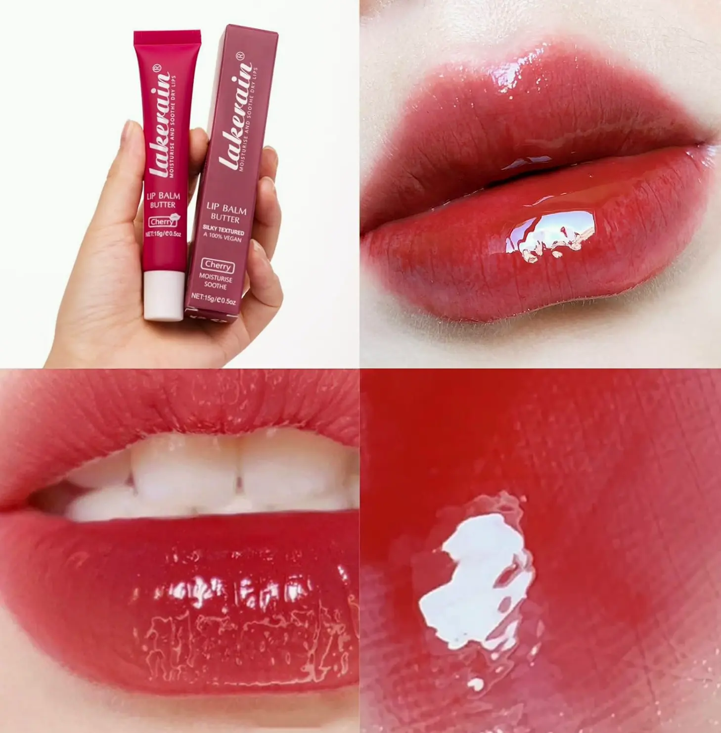 Moisturizing Lip Butter for Dry Lips, Day/Night Use (Cherry)