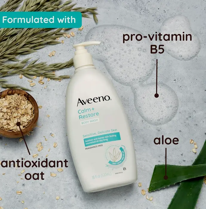 Aveeno Calm + Everyday Body Wash for Delicate, Gentle Cleanser
