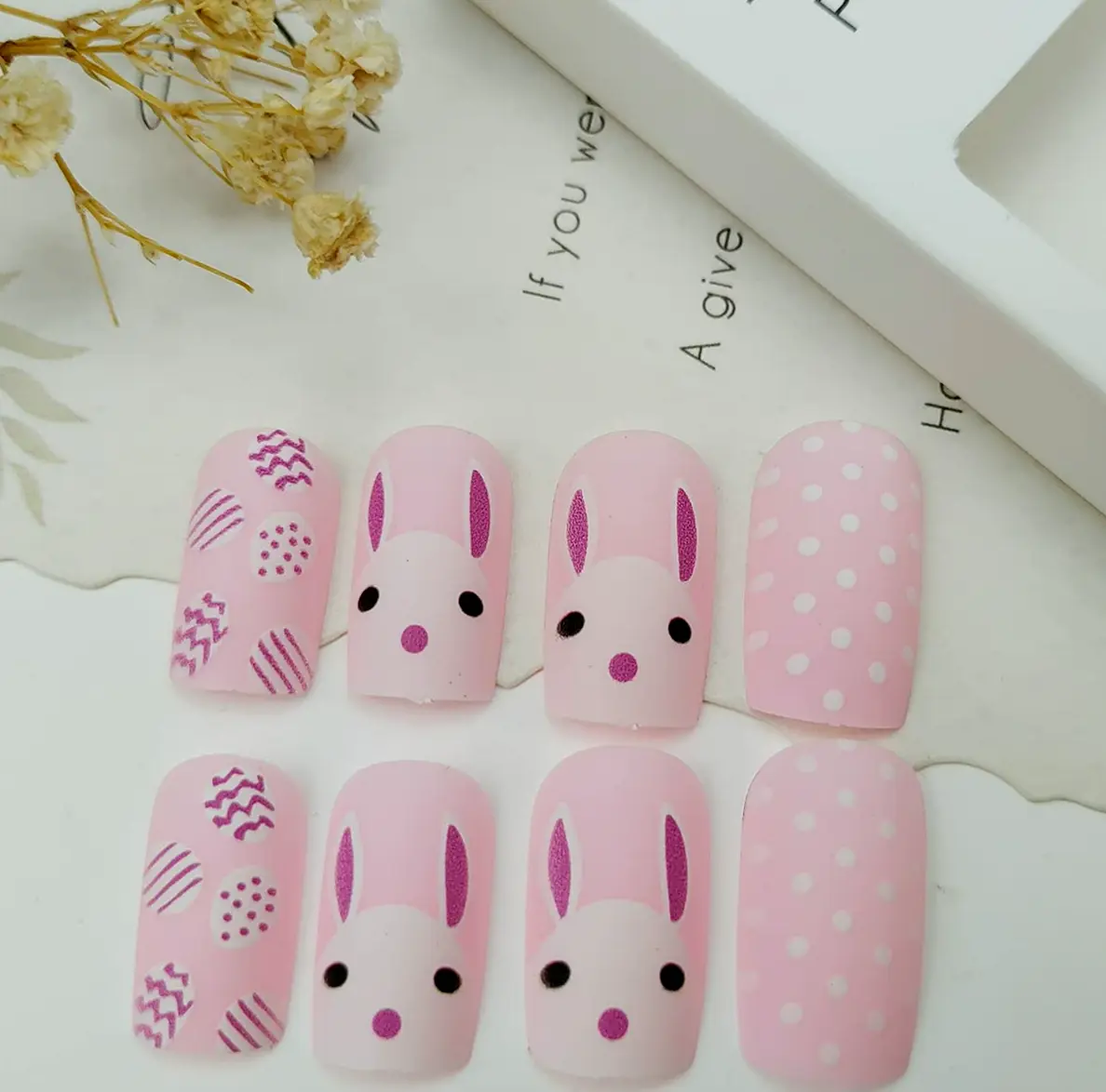 Easter Press-On Nail Sets Rabbit Pattern - 24pcs
