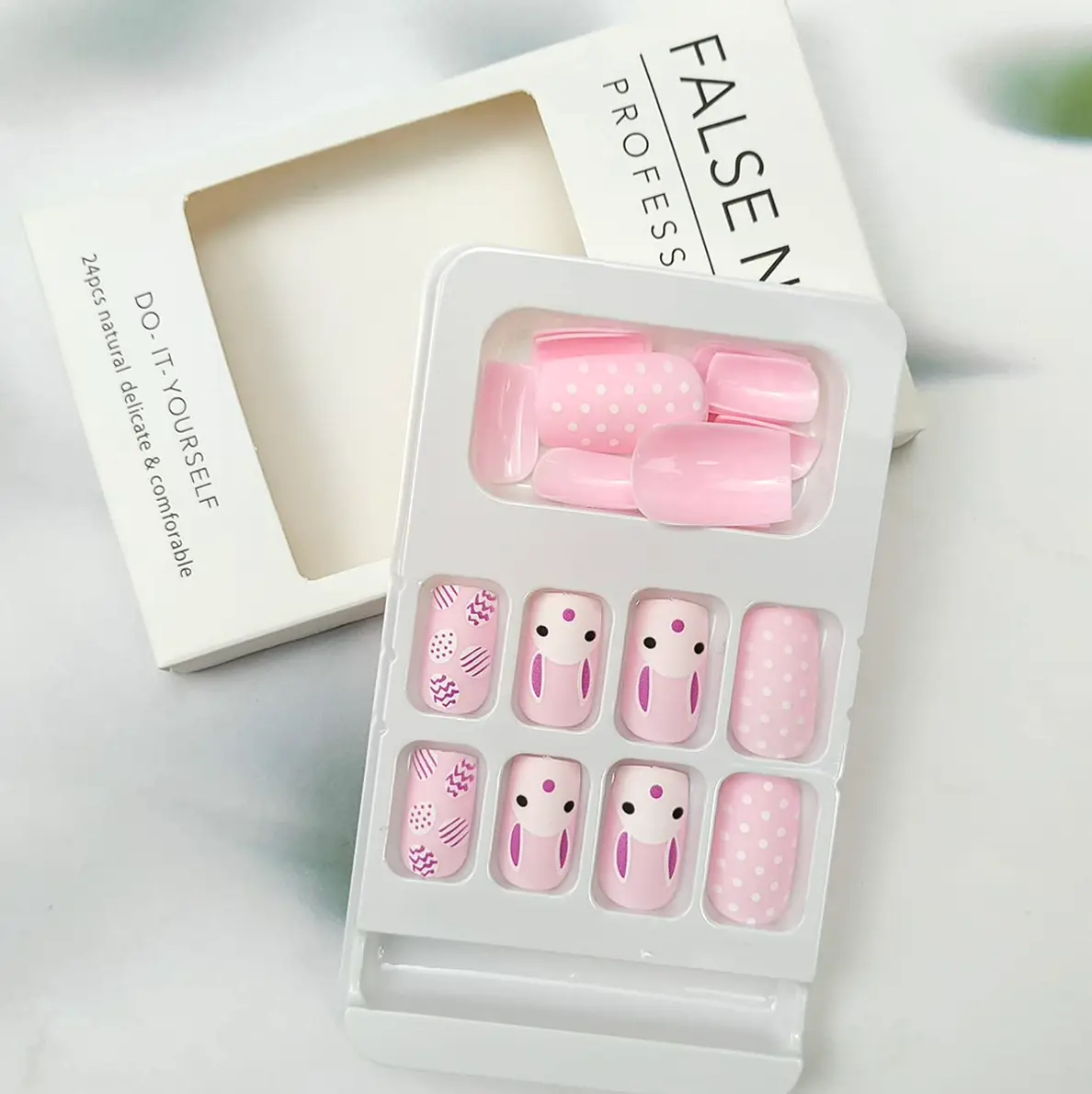 Easter Press-On Nail Sets Rabbit Pattern - 24pcs