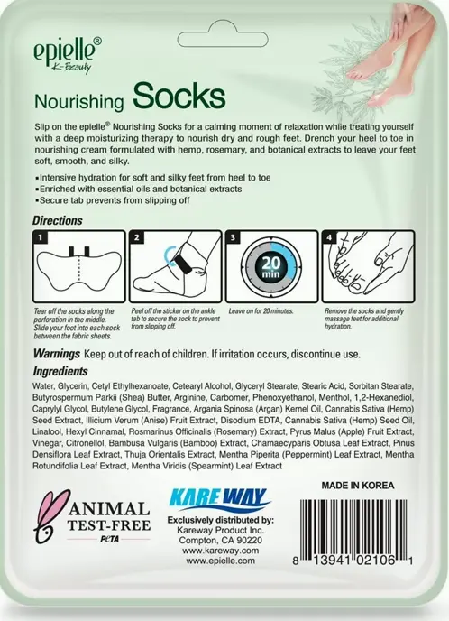 Epielle Nourishing Foot Socks – Hemp + Rosemary Extract