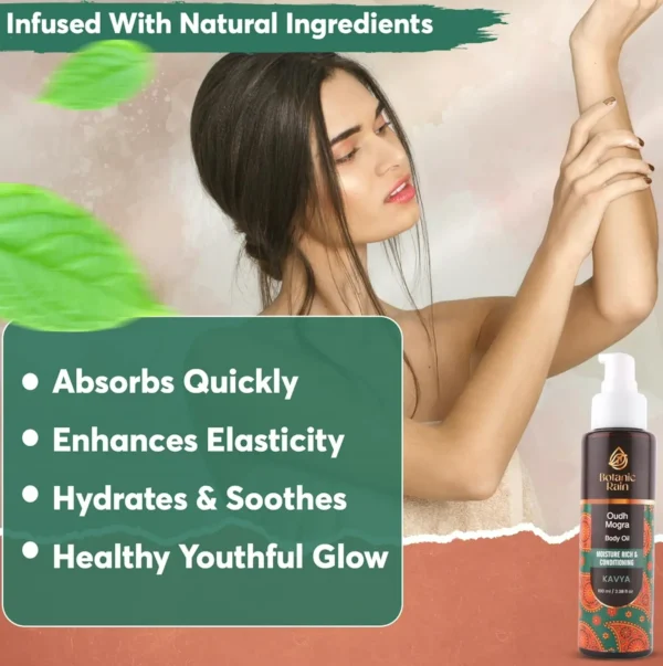 Ayurvedic Natural Body Oil with Oudh & Jasmine, 3.38 Fluid Oz